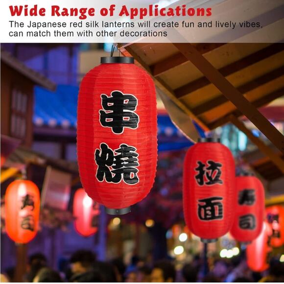 Japanese Red Silk Hanging Sushi Bar Lanterns Ramen Talk Sushi To Me Party Decor - Picture 6 of 14